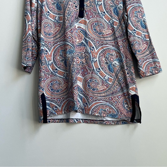 J McLaughlin Biscayne Catalina Cloth Tunic Top Womens Paisley Bohemian XL button - Picture 4 of 11